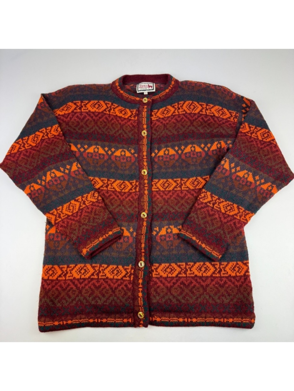 The Alpaca Connection Womens Size L Peru Alpaca Wool Llama Cardigan Sweater